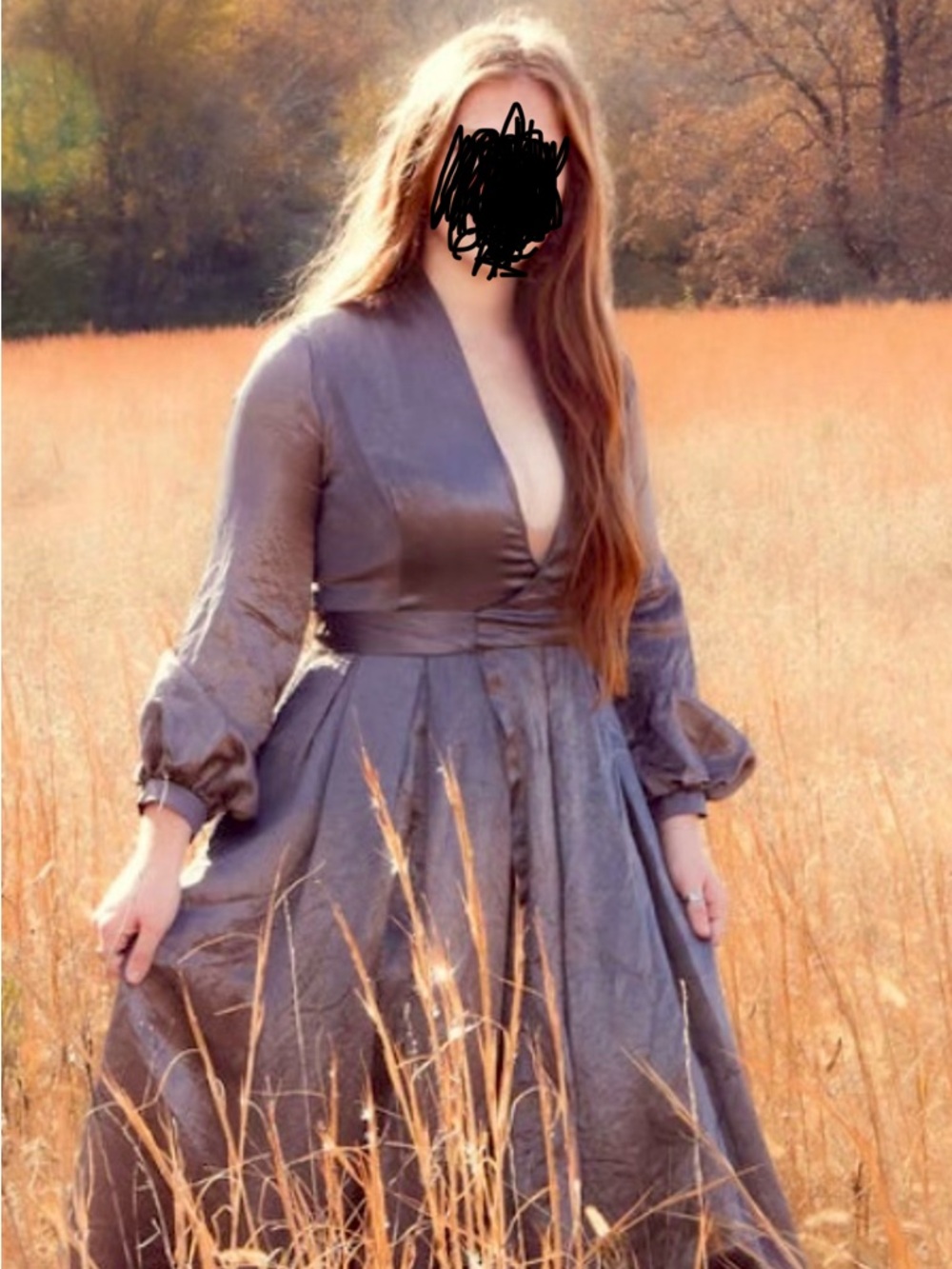 Elegant Long Sleeve Maxi Dress in purple